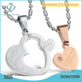 Schöne Schmucksache Edelstahl Silber Roségold zwei Stück Herz Halskette für Paare